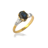 18ct yellow gold white gold Australian Oval cut sapphire with tapered baguette diamonds ladies ring