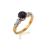 18ct yellow gold ladies ring Blue sapphire with round diamonds
