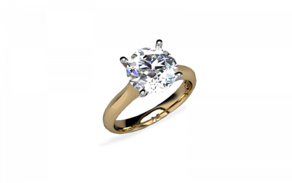Genova-Giallo yellow gold ladies solitiare diamond ring with brilliant cut diamond