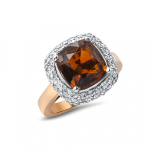 Zircon ladies ring with diamonds rose gold-30373