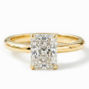 Radiant cut solitaire engagement ring