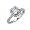 emerald cut halo ladies diamond ring