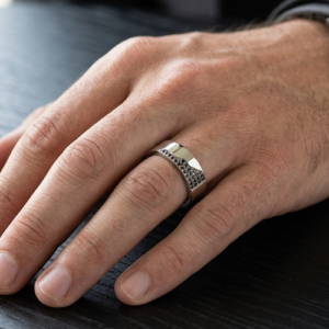 black diamonds mens ring 28918 on model