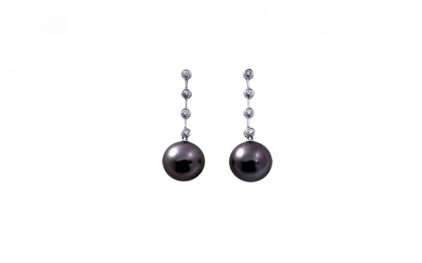 Elegant drop diamond & Pearl earrings white gold 29169