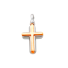 18ct Two Tone Cross Polished white gold base raised matte finish yellow gold centre. Made in Italy