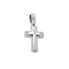 18ct White gold cross Polished raised centre piece with matte finish base rounded edges Made in Italy
