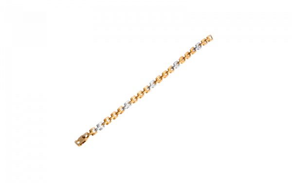 18ct 2 tone square belcher link bracelet