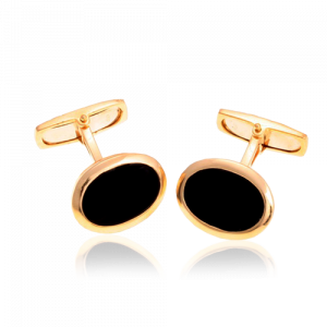 18ct oval gold cufflinks with onyx stone