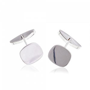 18ct white gold plain cufflinks