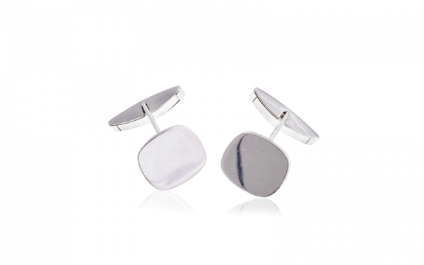 18ct white gold plain cufflinks