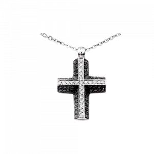 black & white diamond set cross 25160