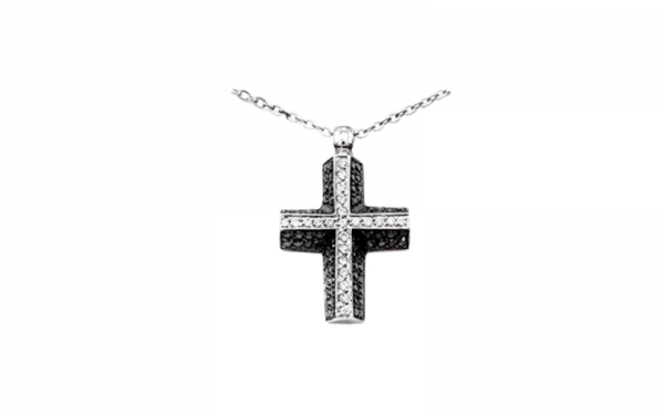 black & white diamond set cross 25160