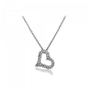 18ct white gold diamond set heart pendant 27305