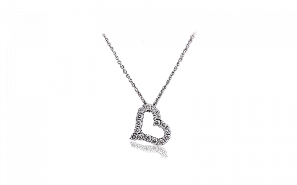 18ct white gold diamond set heart pendant 27305