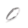 18ct white gold ladies diamond wedding ring, including 21 round brilliant cut diamonds grain set into a curved band. This ring has been specifically designed to fit along side another ring which will interlock together.
