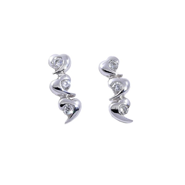 Heart shape drop earrings with diamonds