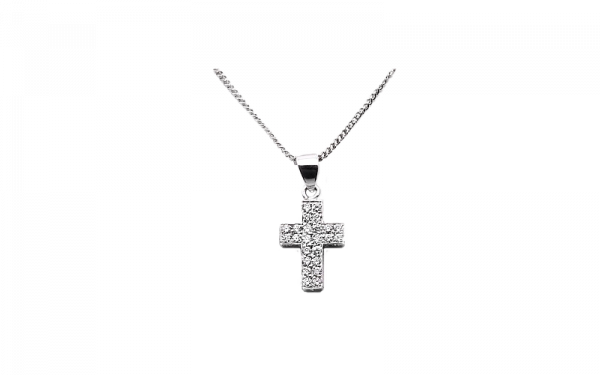 white gold pave set diamond cross 29509