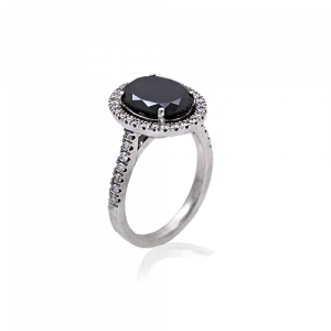 black  oval diamond halo