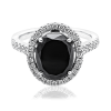 Natural Black oval halo ladies diamond ring