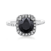 Black diamond halo engagement ring