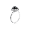 Black diamond halo engagement ring
