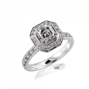 asscher cut diamond halo ladies