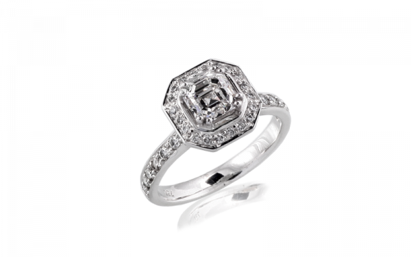 asscher cut diamond halo ladies