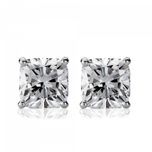 Cushion cut diamond studs earrings