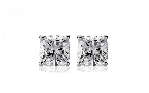 Cushion cut diamond studs earrings