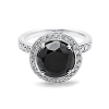 black halo ivy leaf design engagement ring with white diamonds halo design