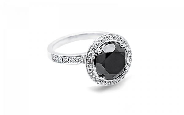 black halo ivy leaf design engagement ring