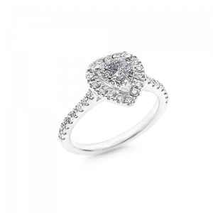 Heart shape halo diamond ring