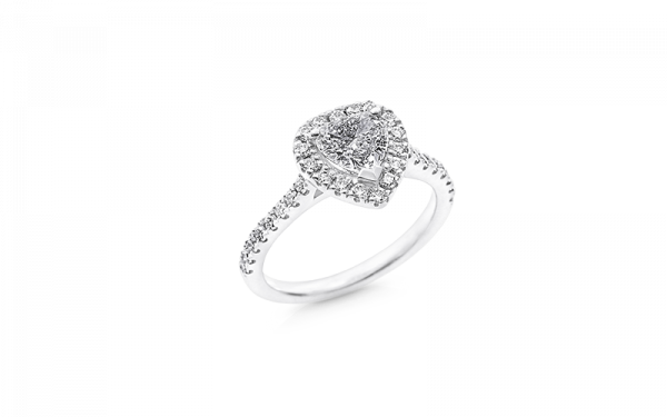 Heart shape halo diamond ring