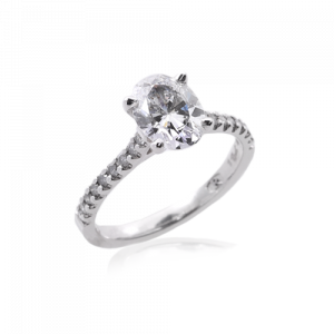 Ladies oval cut diamond 18ct white gold bridal engagement ring