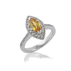 golden sapphireladies diamond ring with marquise stone and round diamonds