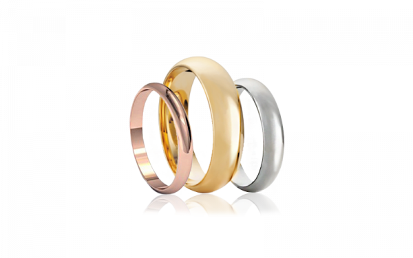 half round wedding ring white gold yellow gold pink gold