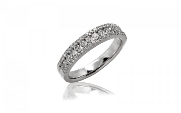 white gold ladies diamond dress ring with channel set and claw set diamonds