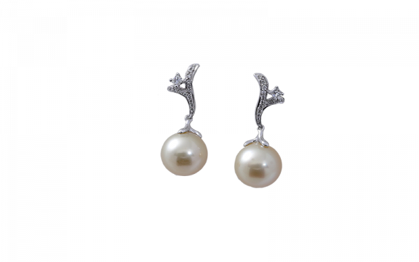 Artistic Pearl & diamond drop earrings white gold 27905