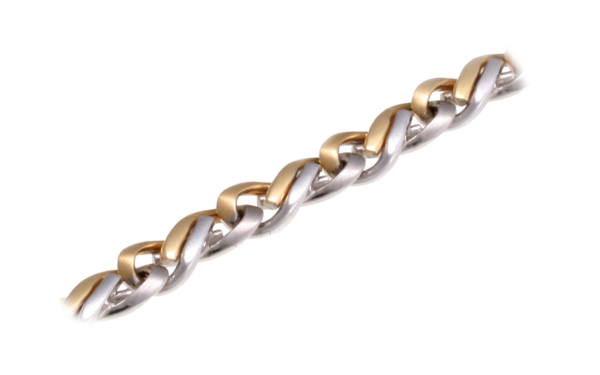 25603 9mm 2 tone solid gold bracelet close up