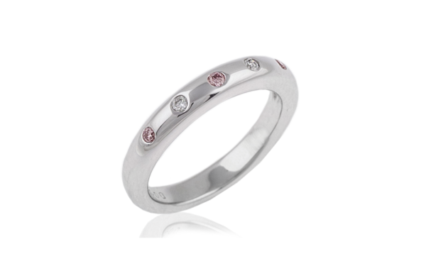 18 carat wedding ring with natural pink diamonds and white diamonds_24231