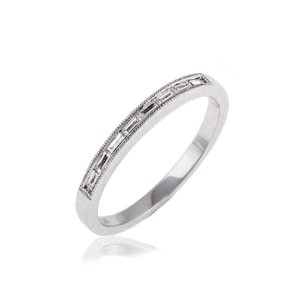 18 carat white gold wedding ring with channel set baguettes_26095
