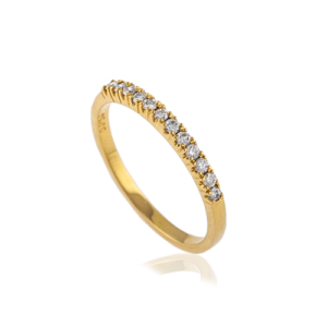 18 carat yellow gold claw set wedding ring fine band_26705