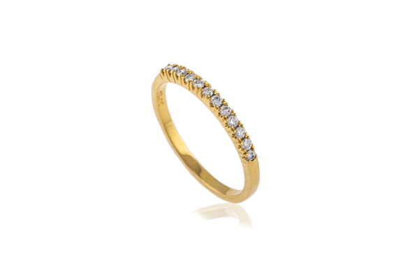18 carat yellow gold claw set wedding ring fine band_26705