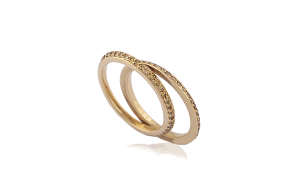 18 carat yellow gold split wedding rings_yellow diamonds_26703