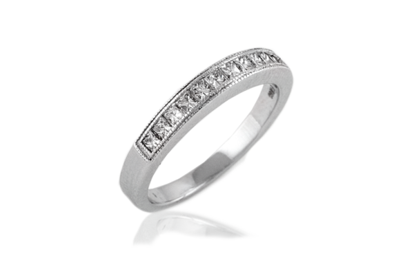 18ct white gold princess cut channel set wedding ring _22557