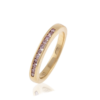 18 carat yellow gold wedding ring with natural pink diamond channel set_24235