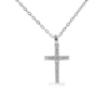 18ct white Diamond cross set with brilliant cut diamonds in shared claw settings on a fine bail. Chain not included. A wonderful gift idea.
