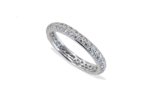 18ct white gold pave set wedding ring