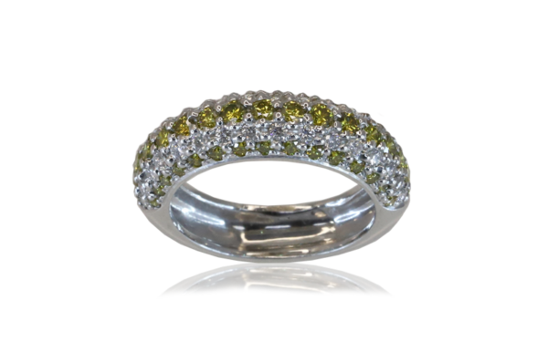 30303 B pave white and yellow diamonds side