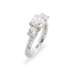Cushion cut trilogy ring diamond set engagement ring